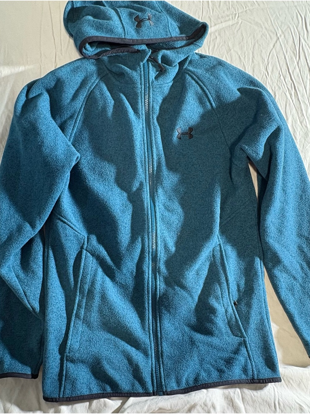 Under Armour Blue Teal Zip-Up Hooded Fleece Jacket